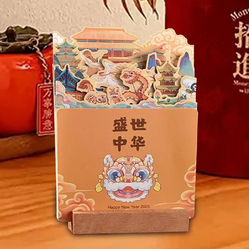 Kalendarz na biurko 2025 Kalendarz na biurko Dekoracja z drewnianą podstawą Miesięczna dekoracja na biurko Kalendarz Kompaktowy do domu