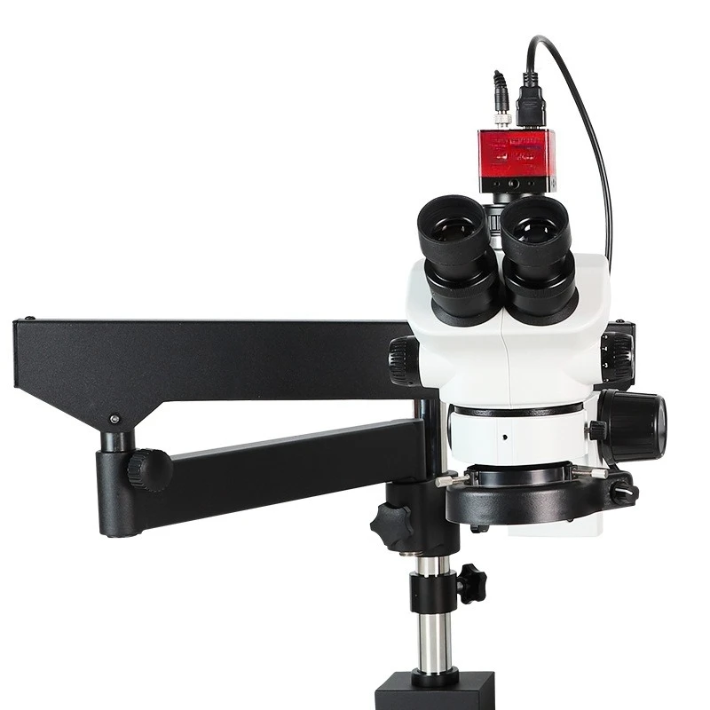 Rocker arm bracket trinocular stereo high definition microscope