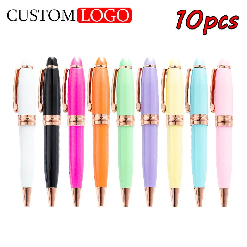 

10pcs LOGO Metal Ballpoint Pen Can Be Customized Office Advertising Gift Pen Short Portable Mini Pocket Cylindrical Pens.