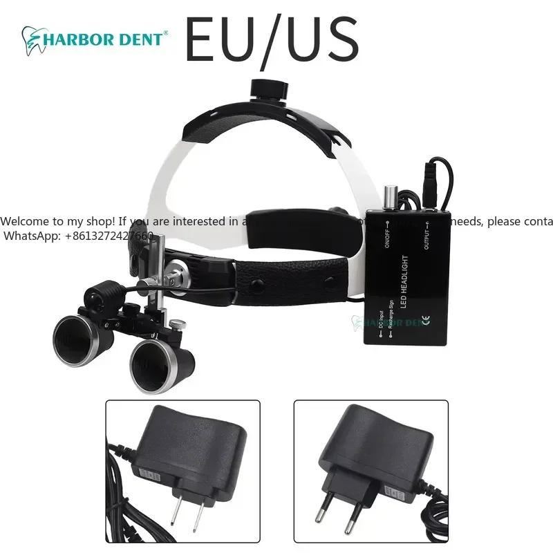 Electrical Powered Medical Magnifier Glasses with LED Headlight Binocular Loupes and Headband view 4