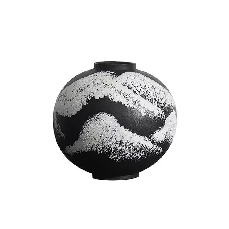 

Wabi Sansan Black and White Pottery Vase Model Room B & B Home Living Room Zen Premium Flower Sensor Japanese Ornament