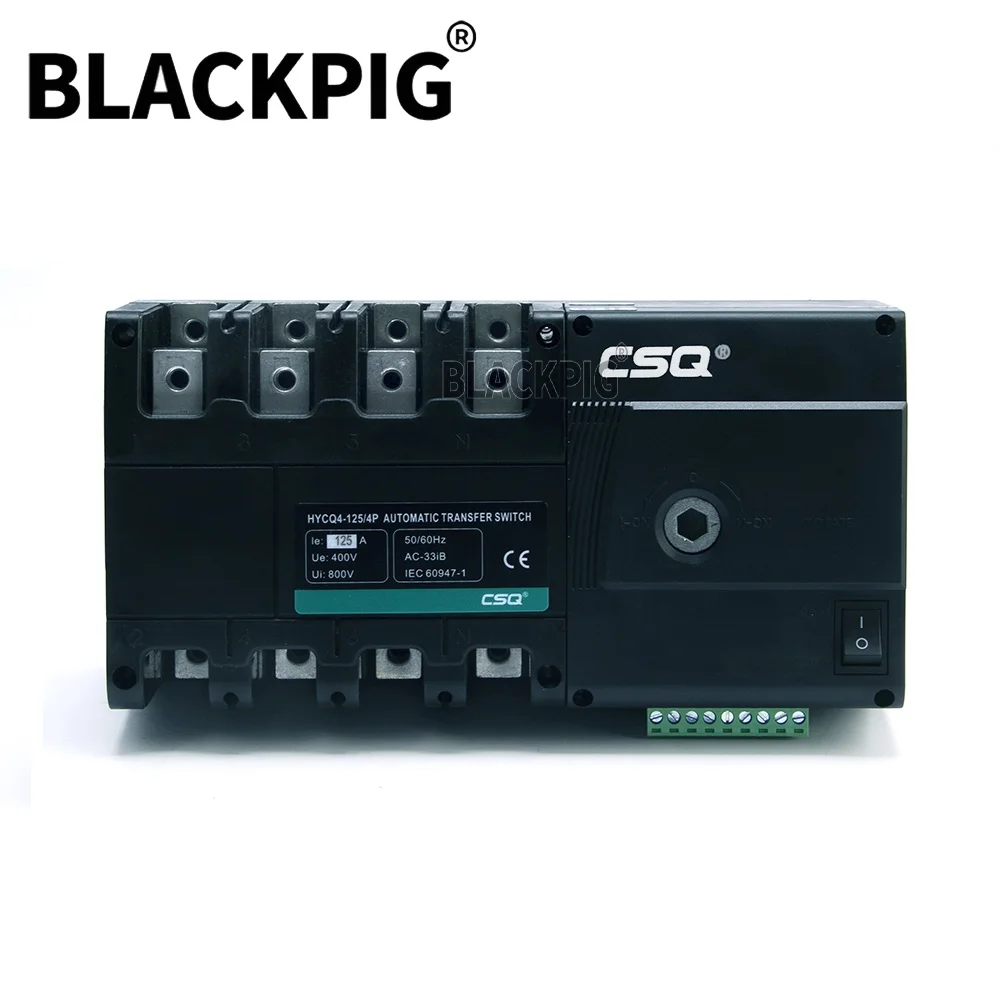 Nylon PC Class CSQ 125A 4P ATS Generator Dual Power Automatic Transfer Switch Control Module ChangeOver Switch AC220V HYCQ4-125