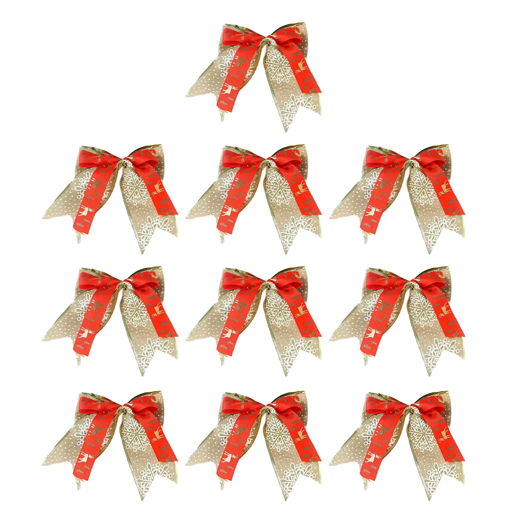 Confezione da 10 decorazioni natalizie con fiocco, decorazione a nastro, pendenti per albero di Natale, ornamenti natalizi per alberi di Natale, decorazioni per la casa