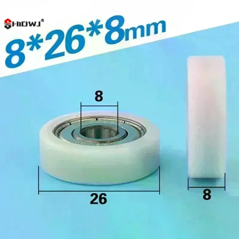 

Одно маленькое колесо 8*26*8 мм с резиновым покрытием, оснащенное подшипниками 608ZZ, плоскими роликами и пластиковыми подшипниками с резиновым покрытием из POM