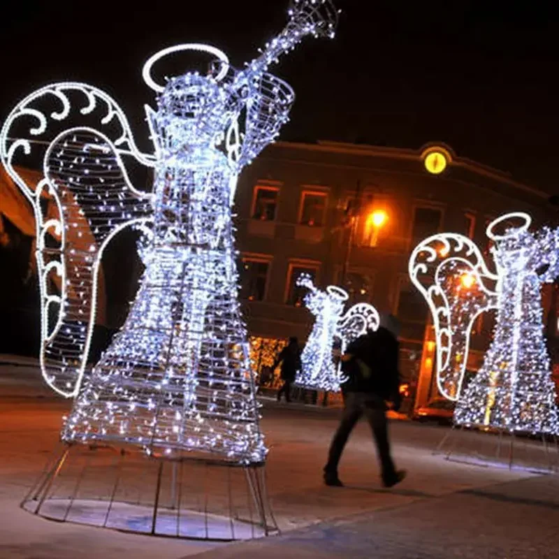 12 Years Factory High Quality 3D LED Model Solar String Street Christmas Decorative Angel Figurines Motifs Light