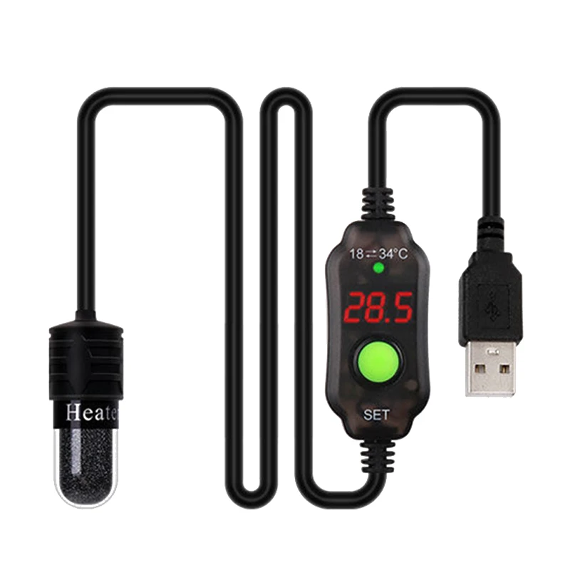 Super Mini USB Heater Digital LED Electricheating Rods Nano Fish Turtle Tank Low Voltage Heating Rod Rapid Temperature Rise