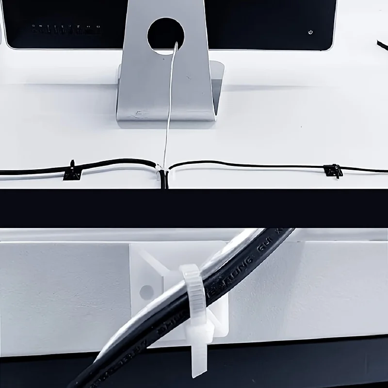 100pcs Plastic Zip Tie Mounts, Stick on Cable Tie Wire Support, Adhesive-Backed Anchors for Pedal Board Cable Management
