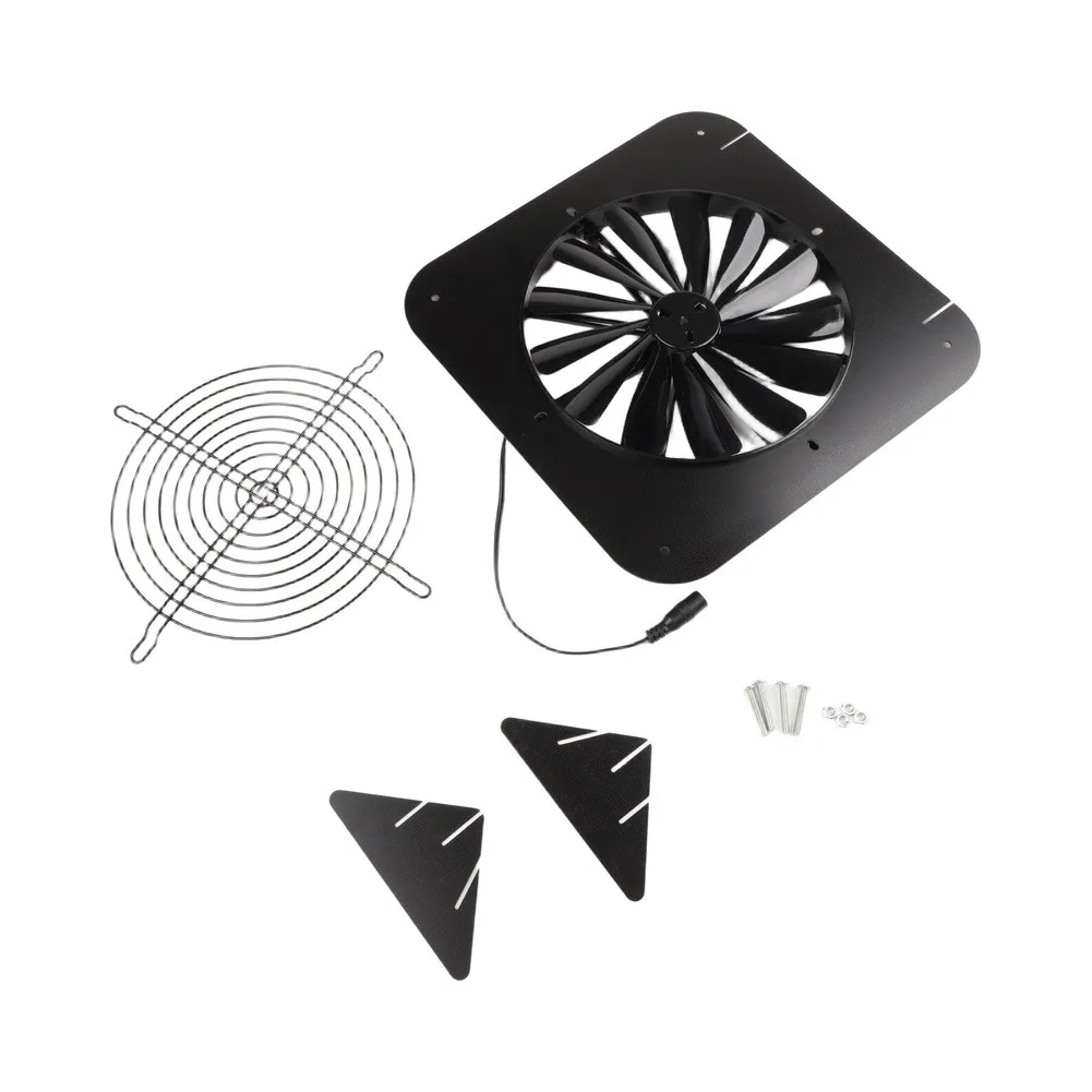 250mm Solar Ventilation Fan Black ABS For Exhaust Blower For Greenhouse Chicken Shed Low Noise Easy Install Air Circulation