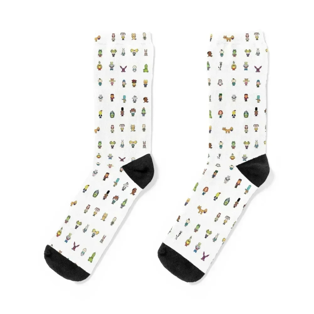 

90s Cartoon Stickers, Nick Cartoons Socks winter anime Heating sock bright garter Socks For Women Men's