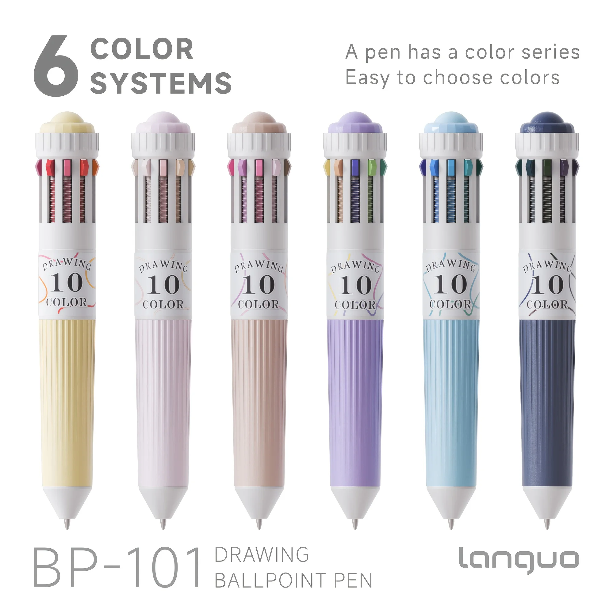 

1 Set of 6 Ballpoint Pens, Each with 10 Colors, High-Value Cartoon Ballpoint Pen Set for Students to Highlight Important Points, Journaling, Drawing, Multi-Color Gel Pens, Drawing Ballpoint Pens