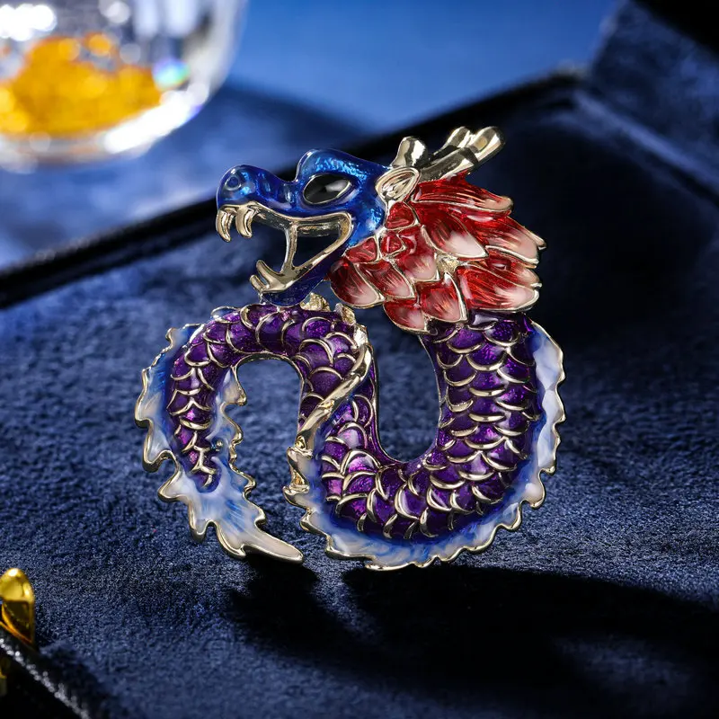 New Year Of The Dragon Men'S And Women'S Universal Suit Coat Accessories Pins, High End Colorful Dripping Oil, Zodiac Dragon Bre