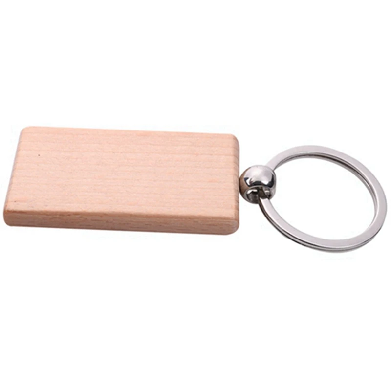 80Pcs Blank Rectangle Wooden Key Chain Diy Wood Keychains Key Tags Can Diy Gifts