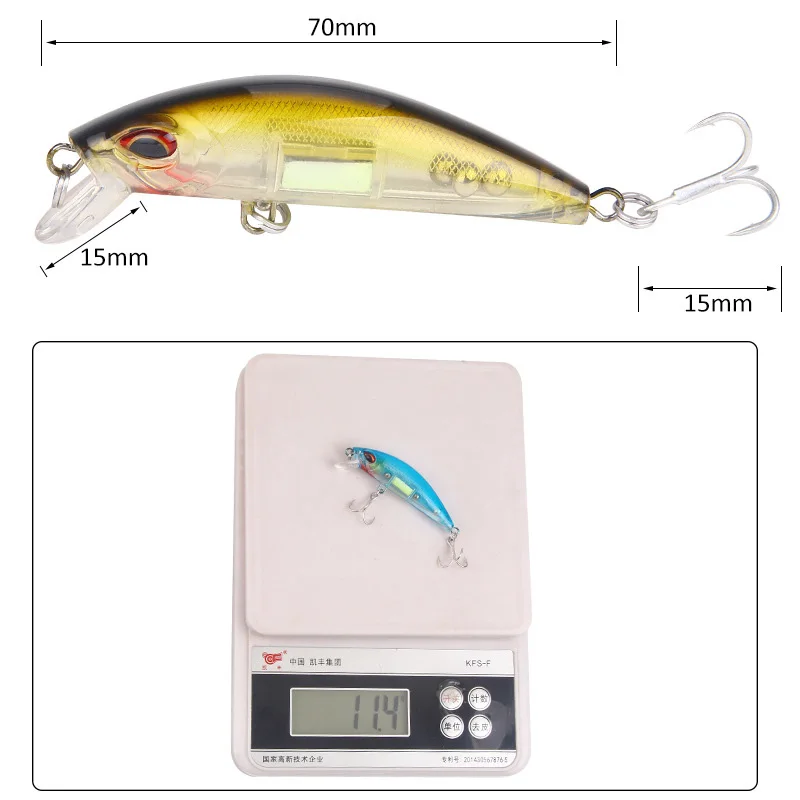 YUCONG 1PC Laser Minnow Bait 7cm-11g Luminous Fishing Lure Artificial Hard Bait Diving Crankbait Wobbler Lure Glow Pesca Isca