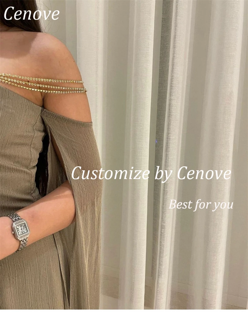 Cenove Shawl Sling A-Line Chiffon Formal  Evening Gown One Shoulder Gray New Party Elegant Dresses for Women 2023