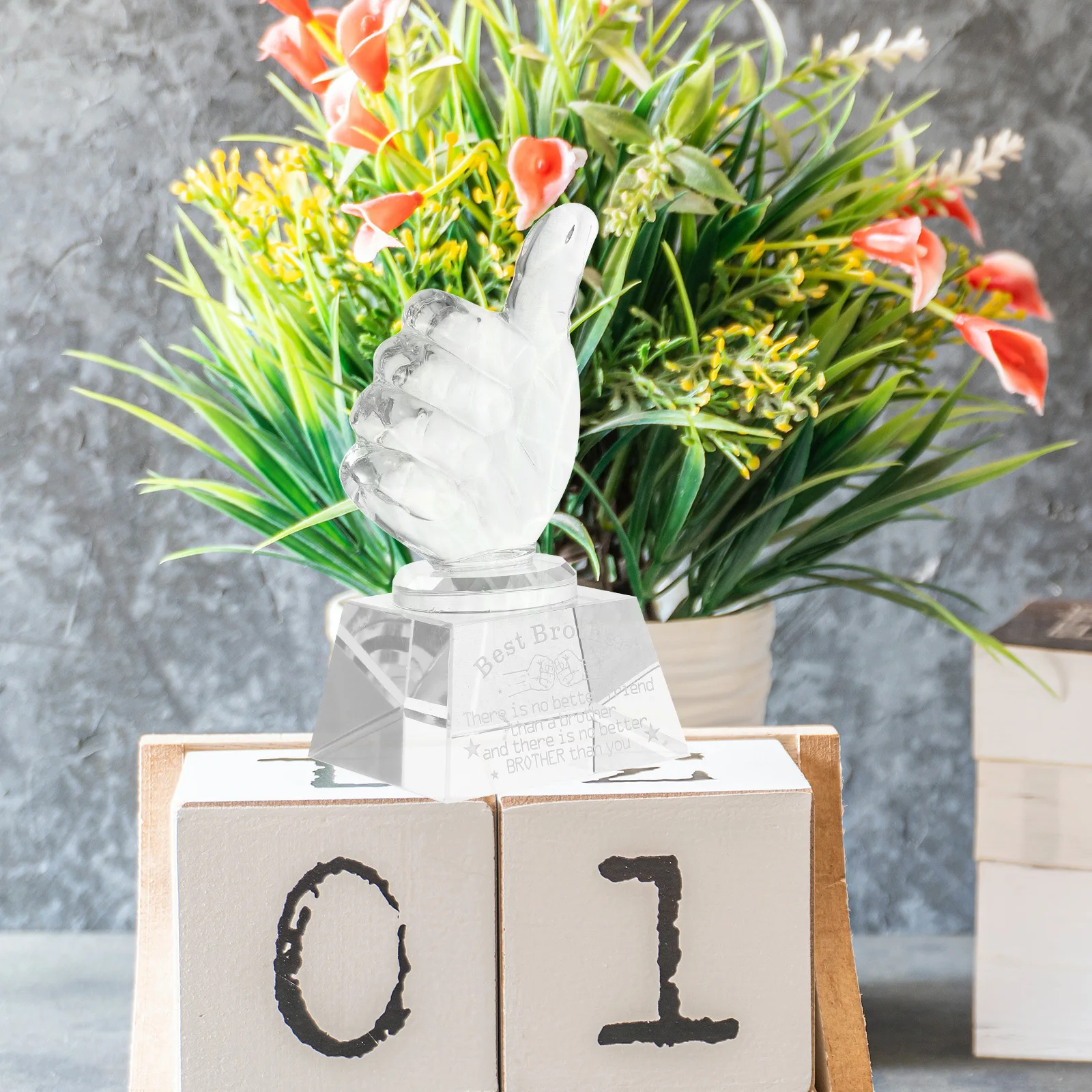 

Thumb Up Trophy Crystal Award for Teacher Day Workers Competition Party Decor Celebration Prize Decoration