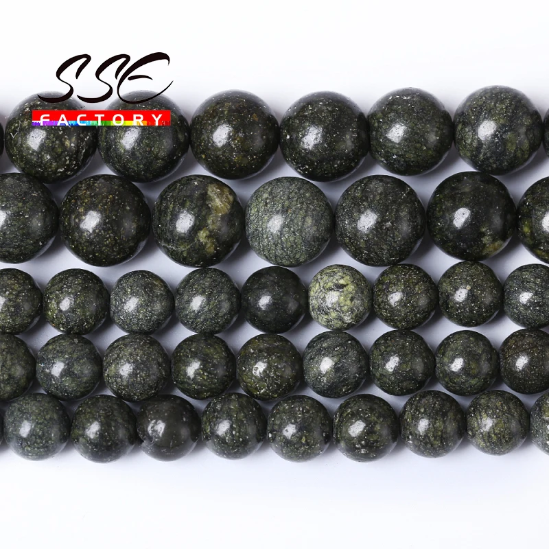 Natural Stone Green Seraphinite Jaspers Beads For Jewelry Making Round Loose Beads DIY Bracelet Necklace Charm 4 6 8 10 12mm 15