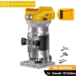 Electric Trimmer Brushless Woodworking Trimming Machine Wood Router Milling Engraving Slotting Machine Fit Dewalt 18V Battery