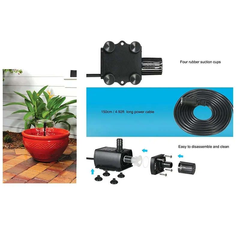 Ultra-quiet DV12V Solar Brushless Water Pump 400L/H Computer cooled Water Circulation Fountain and Land Water Pump