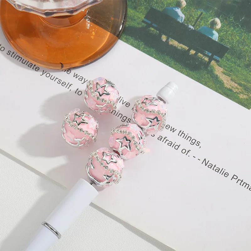 Fresh New 15pcs 16mm Metal Acrylic Jewelry Floral Round Gumball Jewelry Beads Fit Bracelet Necklace Earring Pen Making