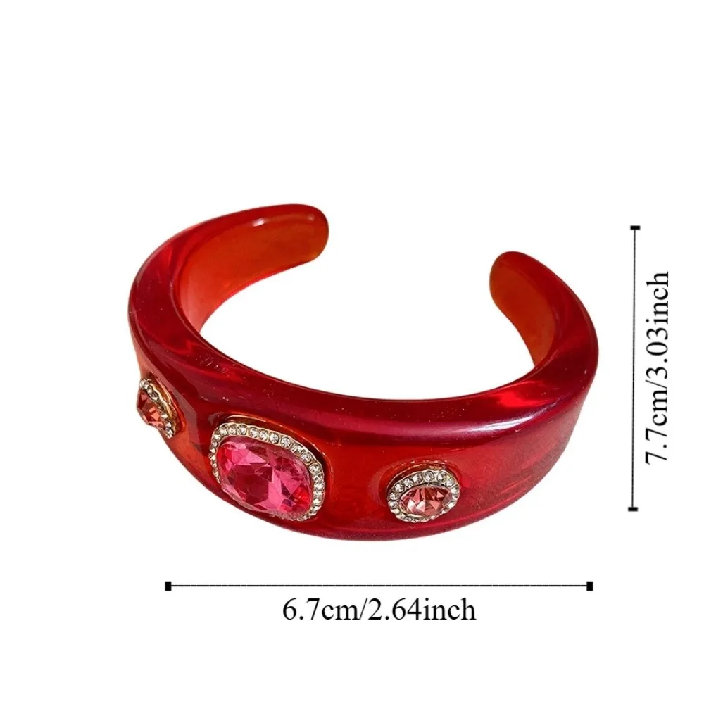 البوهيمي الاكريليك حجر الراين الإسورة أوروبا الأمريكية نمط لطخة غير النظامية واسعة سوار مفتوح Y2K الكلاسيكية مجوهرات اكسسوارات