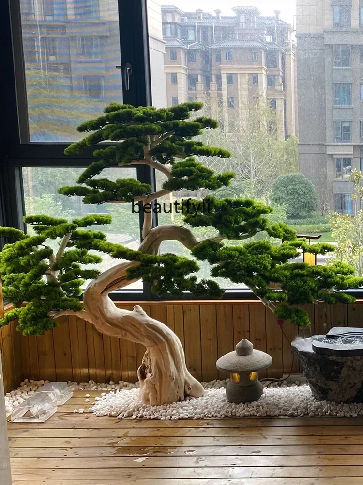 

CC New Chinese Style Landscape Pine Indoor and Outdoor Fake Trees Hotel Window Shopping Mall Decoration Decoration Green Plant