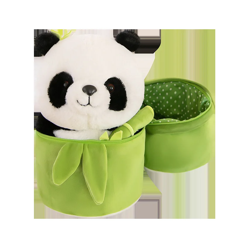 Urocza pluszowa panda w tubie bambusowej, wypchana zabawka, słodki prezent urodzinowy dla dzieci, panda - pamiątka narodowa.