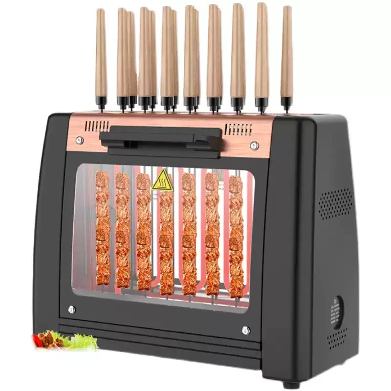 Home Use Smokeless Electric Kebab Grill Auto‑Rotating Barbecue Cooker for Sausage, Lamb and Meat Skewers