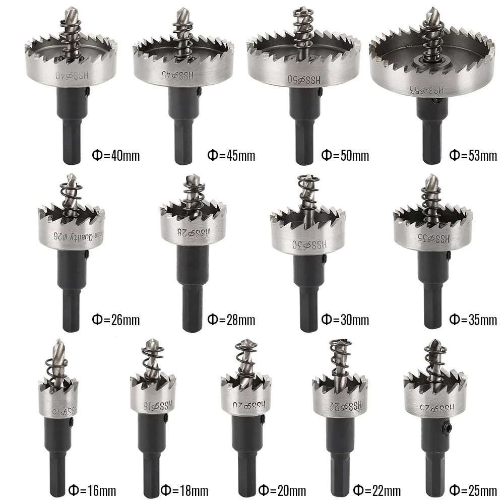 Binoax 5/13PCS HSS Mũi Khoan Lỗ Cưa Bộ Thép Không Gỉ Kim Loại Hợp Kim Khoan 16-53mm
