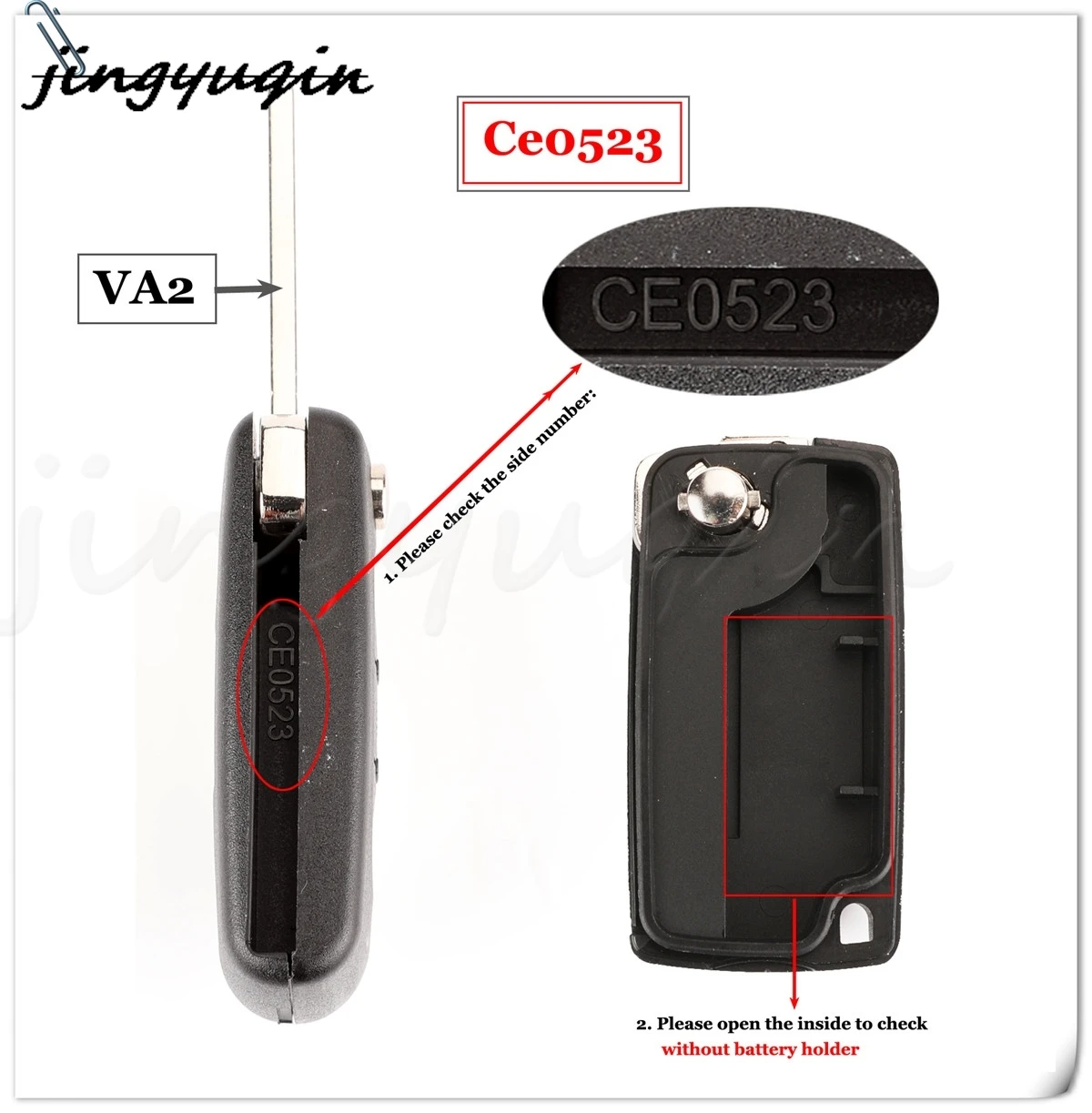 jingyuqin  2 Buttons Remote Car Key ASK/FSK 434Mhz For Citroen C4 C5 C6 C8 Xsara Picasso For Peugeot 107 207 307 308 CE0536/0523