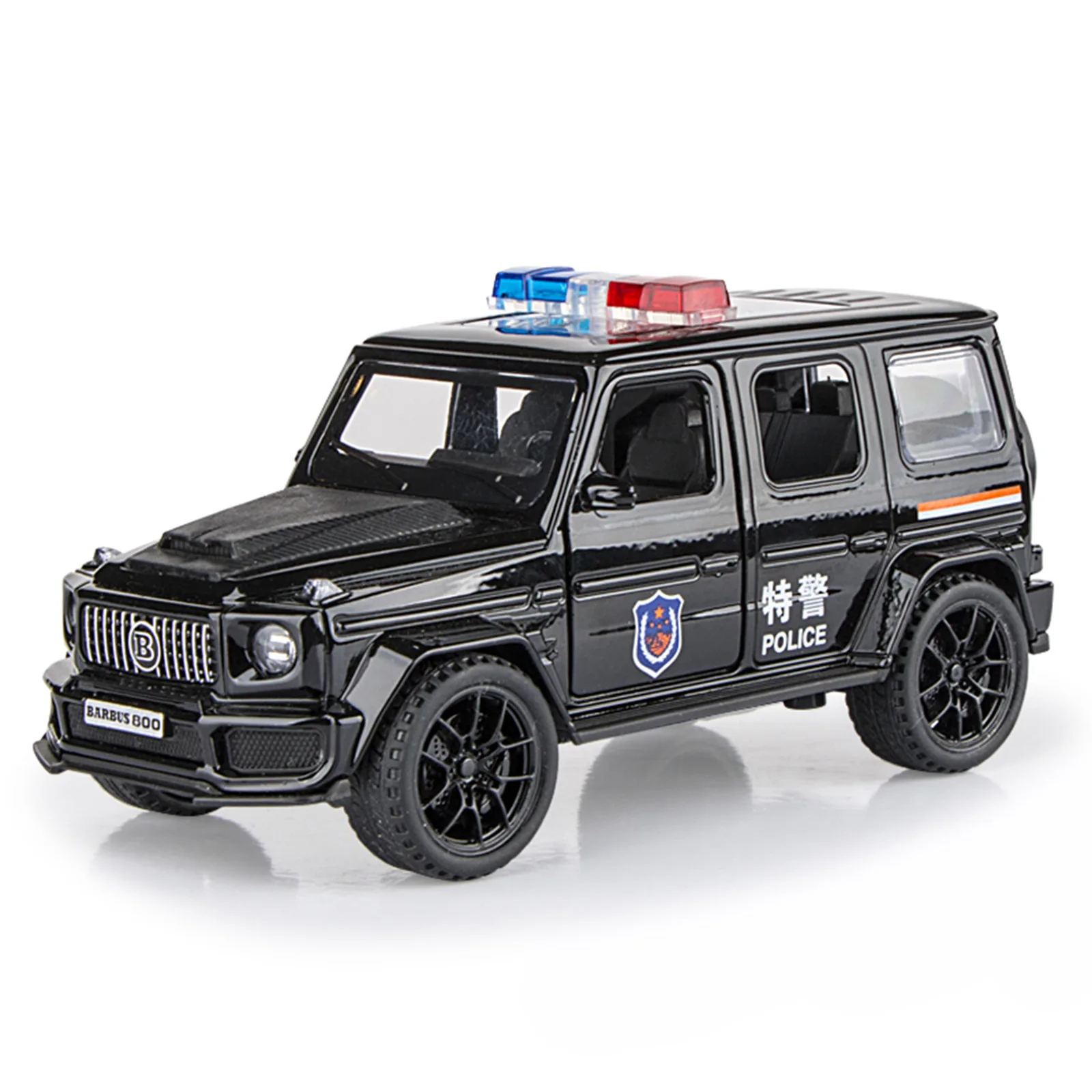 1: 32 メルセデスベンツ G800 合金パトカーシミュレーション音と光のフィードバックオフロード車両モデル子供の装飾玩具