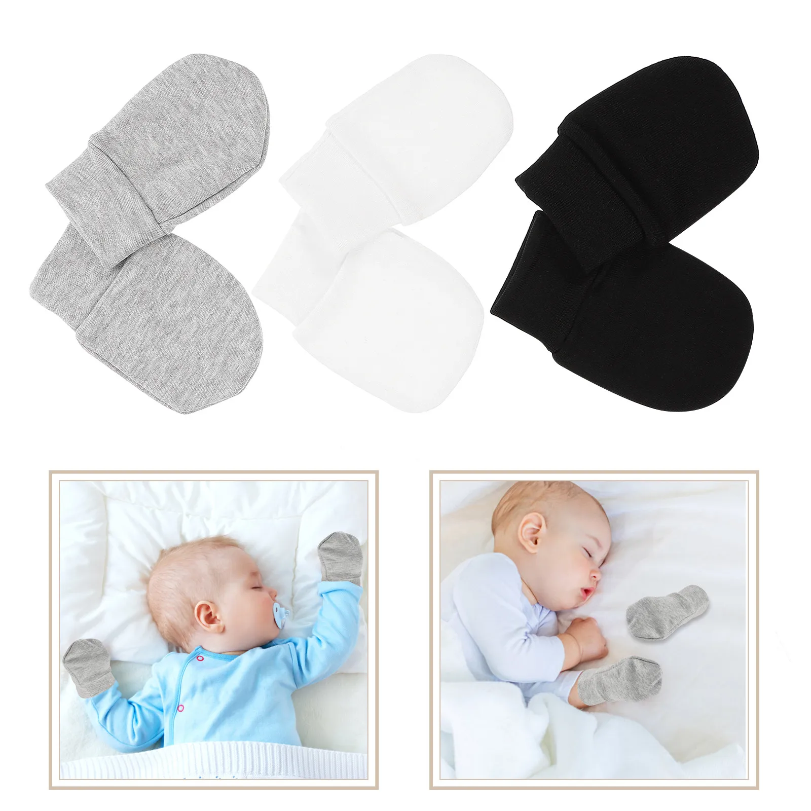 Supple Baby Mittens Cotton Infant Anti-Scratch Gloves No Scratch Newborn Hand Protectors Comfortable Skin Friendly