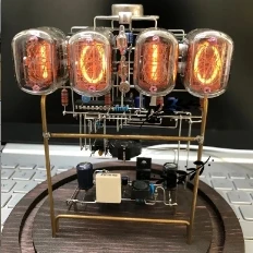 IN-12 IN12 Glow Tube Clock Retro Cyberpunk Desktop Creative Nixie Digital LED Clock Ornaments Handmade Circuit Scaffolding image 2