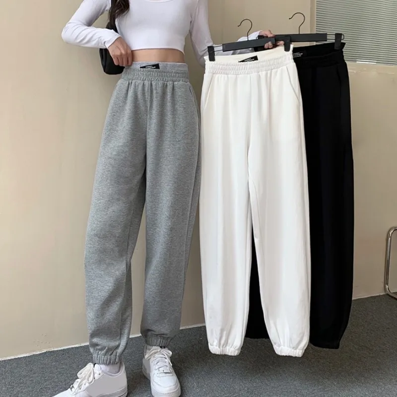 

Women's Bottoms Black Drawstring Sweatpants Casual High Waist Straight Mopping Pants Fashion Baggy Wide Leg Trouser Female Autum