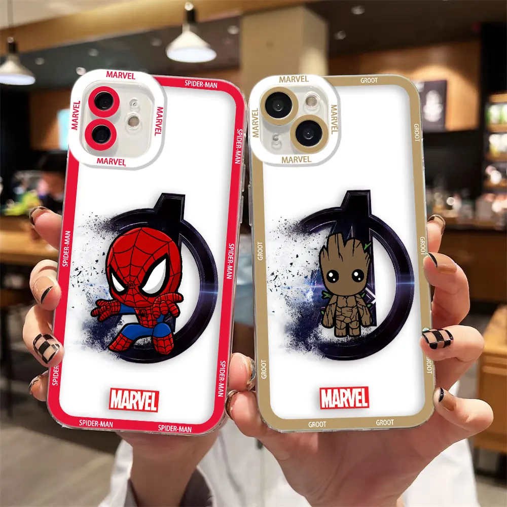 Marvel The Avengers Heroes Cartoon Angel Eyes Clear Phone Case For REALME 5 6 7 8 9 9I 10 12 C55 C53 C35 C33 C30 C21Y Case Funda