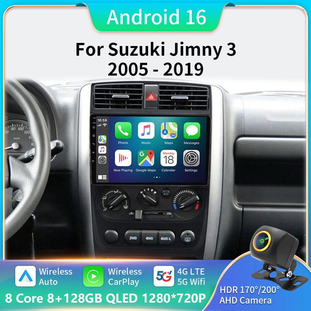 

Android 16 Carplay Auto Car Radio For Suzuki Jimny 3 2005-2016 2017 2018 2019 Multimedia Player GPS Stereo DSP WiFi+4G Head Unit