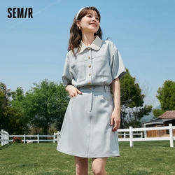 Semir Dress Women's Lace Doll Collar 2023 Summer New Texture Topstitch Dress