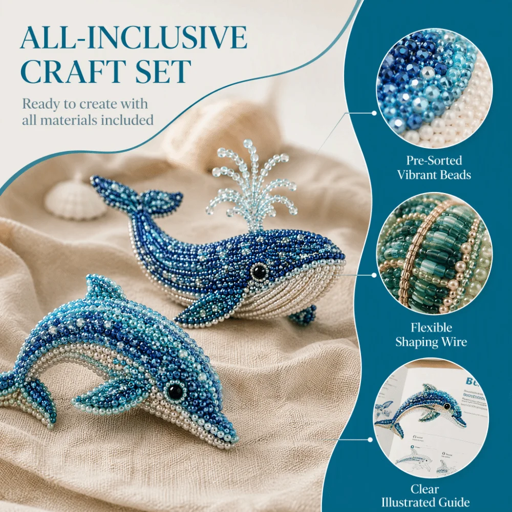3D Design Bead Craft Kit Animal Shape Handmade Material Beading Material Package Crystal Beading Colorful Beads DIY Beadwork Kit