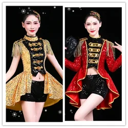 stage costume red tassels bikini costumes nightclub bar dj singer sexy party jazz dance performance clothing