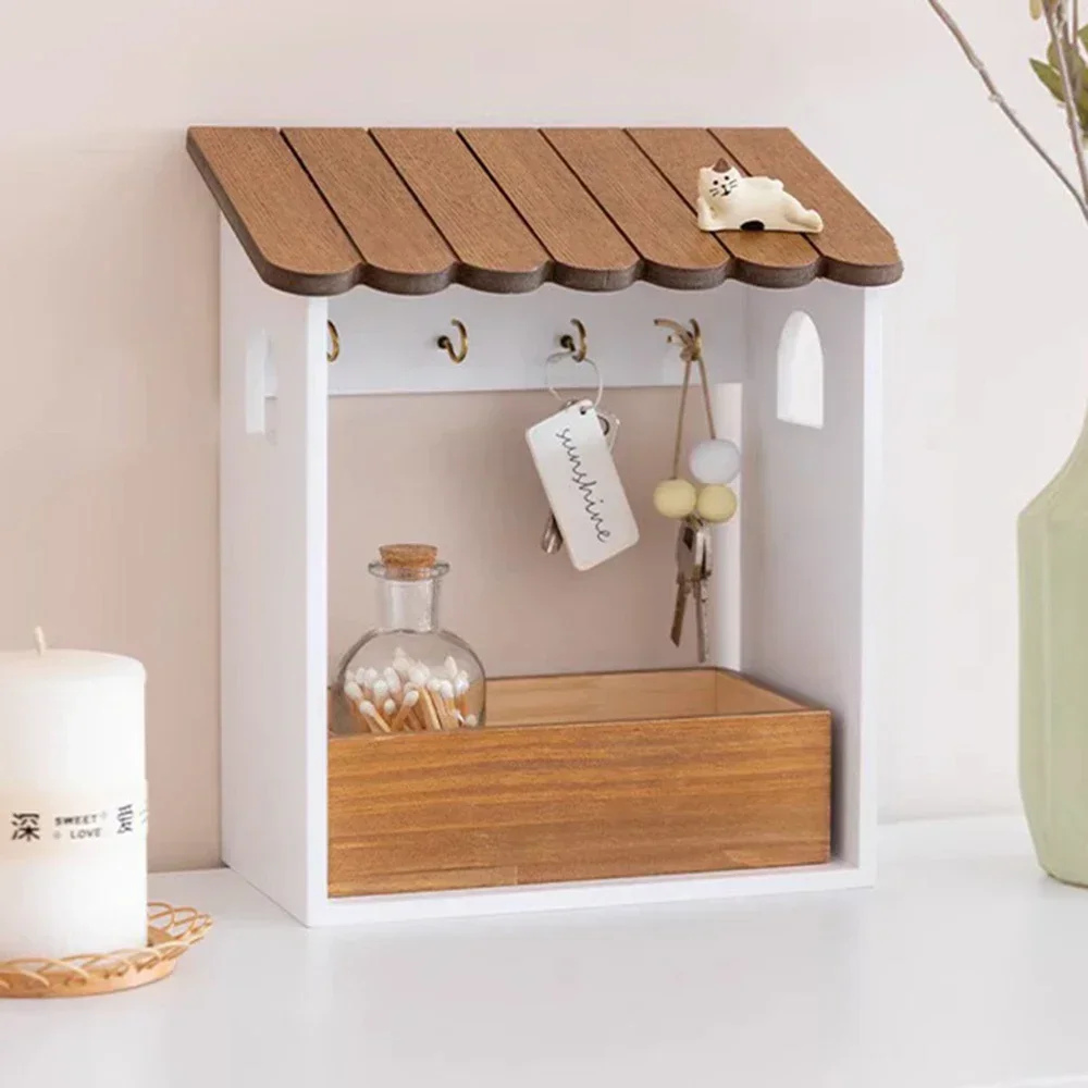 

L Solid Wood House Style Entrance Storage Box Wooden Storage Boxes Home Decoration Japanese Style Entry Key Sundry Storage Rack
