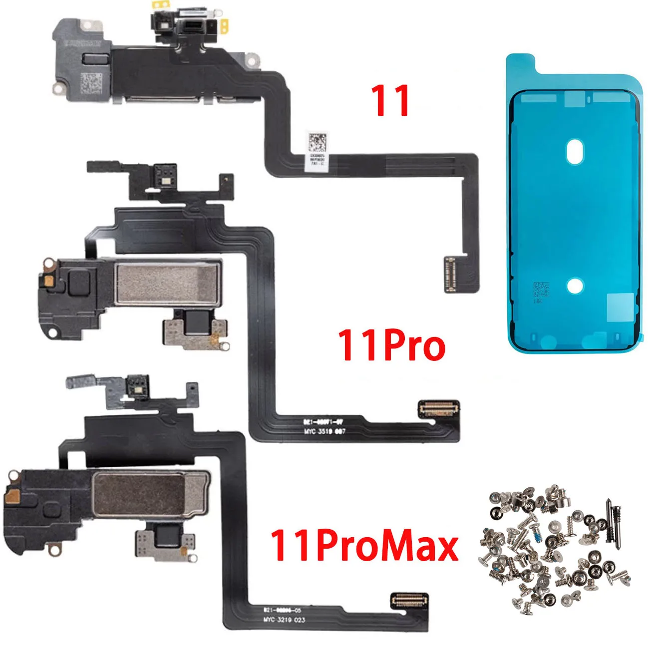 Earpiece Speaker Sound Flex + Waterproof Sticker Full Screws Set For iPhone 7 8 Plus X XR XS 11 Pro Max Top Ear Speaker