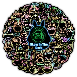 50Pcs Neon Totoro Patterns Glow in the Dark Stickers Vinyl Waterproof Decals Phone Case Computer Decoration for Kids Teens DIY