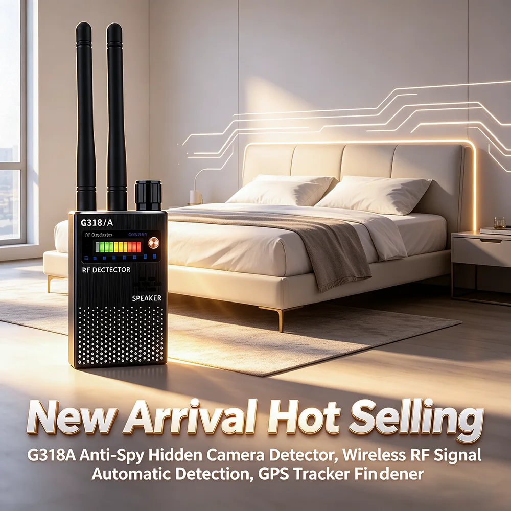 G318A Anti Spy Detector, Hidden Camera Finder, Wireless RF GPS Tracker Scanner, Bug Detector, Portable Privacy Device