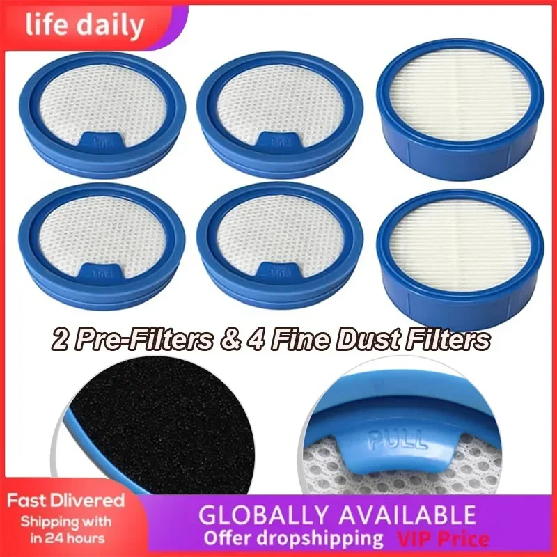 

6pcs/set Filter Kit For AEG Series 7000/6000 Cordless Vacuum Cleaner Replacement Part For Home Pre-Filters Fine Dust Filters