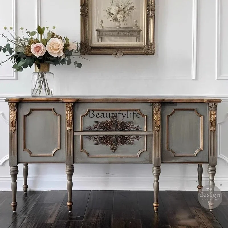 

LXEuropean and American retro high-end French solid wood porch cabinet European carved luxury dining side decorative cabinet