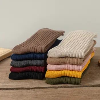 10雙復古女式棉質寬鬆襪子秋冬針織純色長襪黑色粉紅韓版日版學生女童襪 10 最佳銷售 寬鬆的襪子 - №4