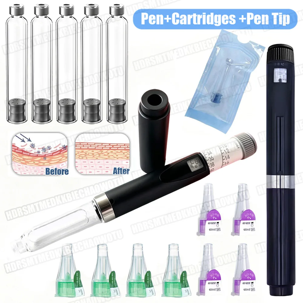 Pluma de Inyección Reutilizable Multiusos con Dosificación Precisa, Cartuchos de 3 ml, Botella de Cassette Vacía, Punta de Pluma de 4-8 mm, Empaque Individual Estéril