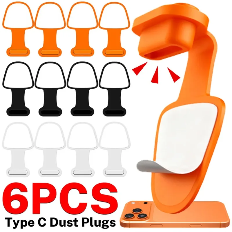 

2-6PCS Anti Loss Type C Charging Port Cover USB C Dust Plugs TYPE-C Stopper Cap for IPhone 17 16 15 17PM Xiaomi 17 Samsung S25