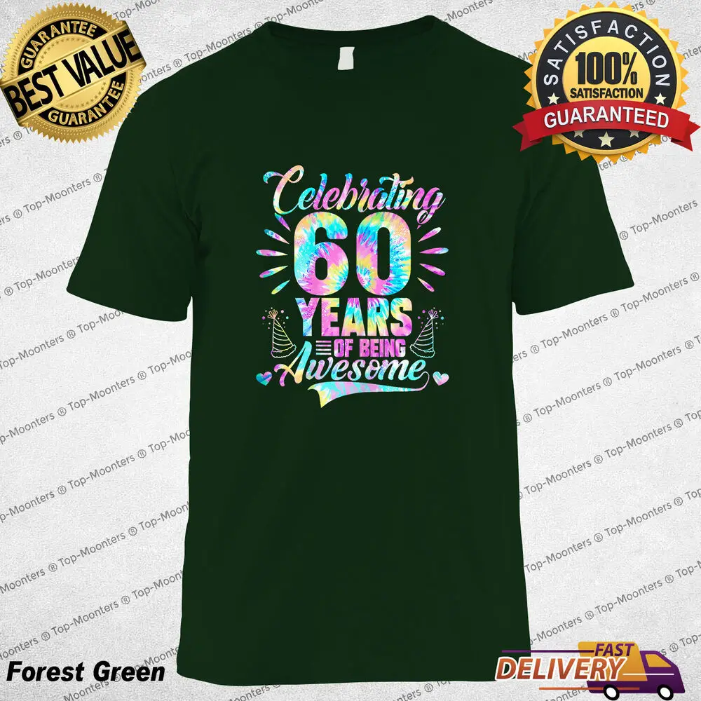 Celebrating 60 Years Of Being Awesome Vintage Tie-dye Graphic T-Shirt Gift Idea