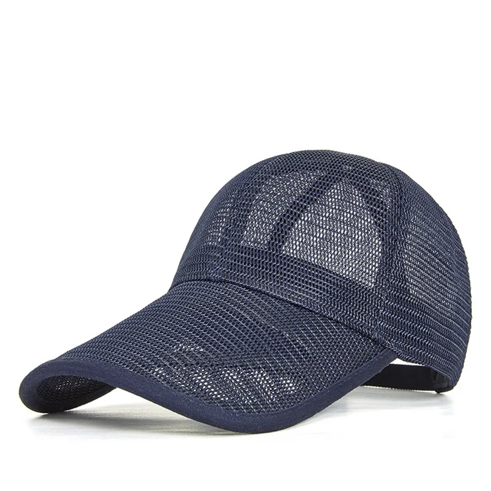 

Sun Hats Quick-dry Mesh Baseball Cap Adjustable Hollow Men Snapback Hat Translucent Breathable Sports Mesh Caps Male