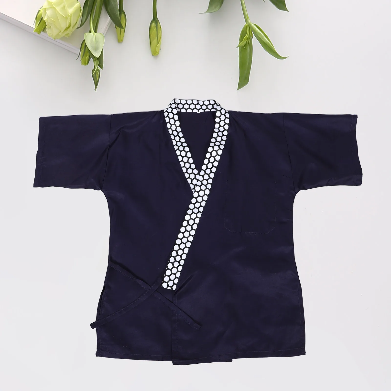 

Traditional Japanese Chef Work Clothes Men Apparel Chef's Collar Strap Bamboo Fiber Coat Women Man